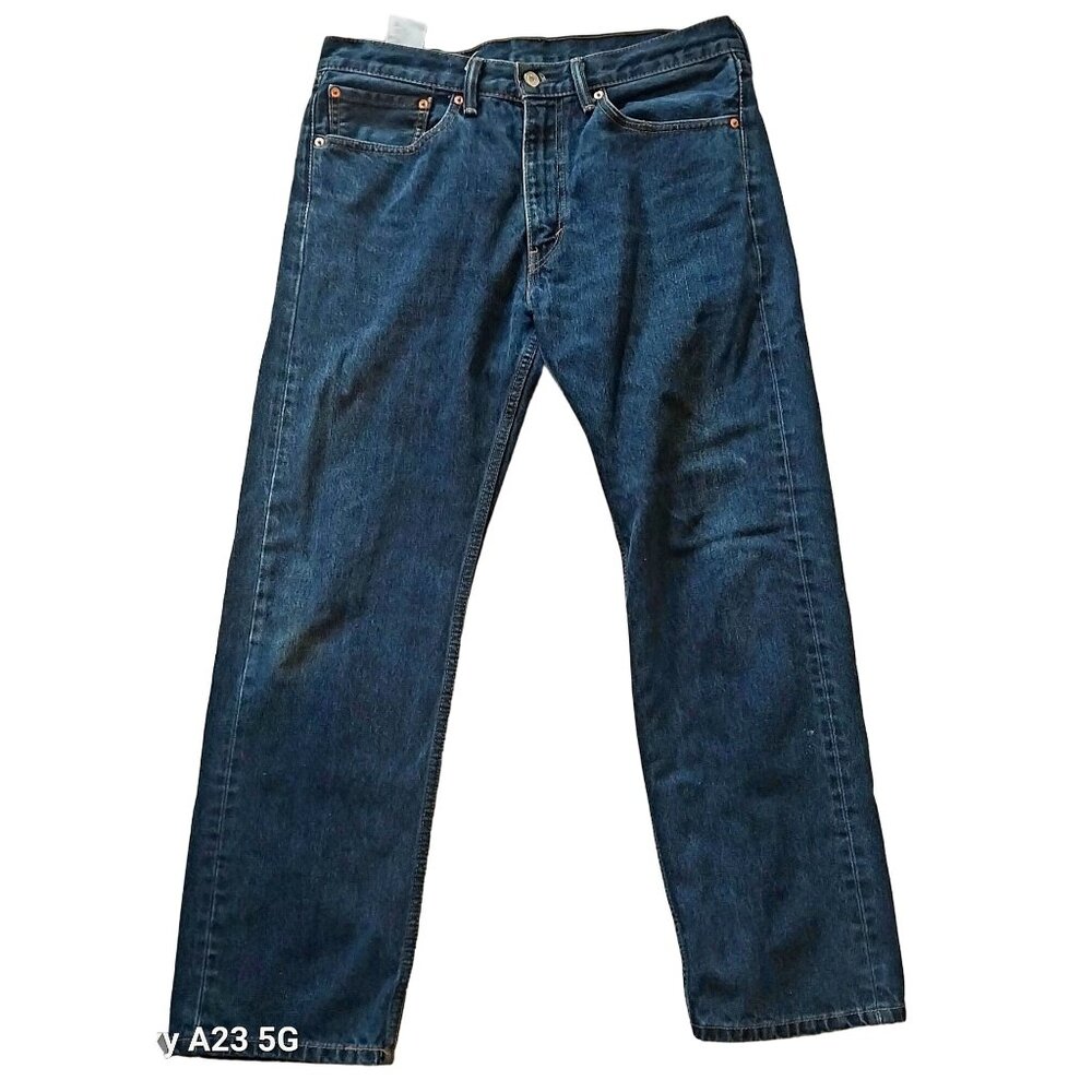 Levis 505 Mens Regular Fit Straight Leg Jeans W34 L30 Dark Blue Denim